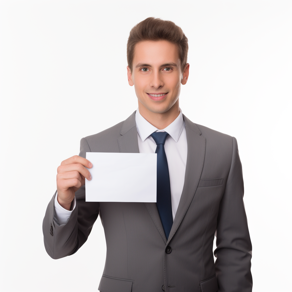 Confident businessman holding paper