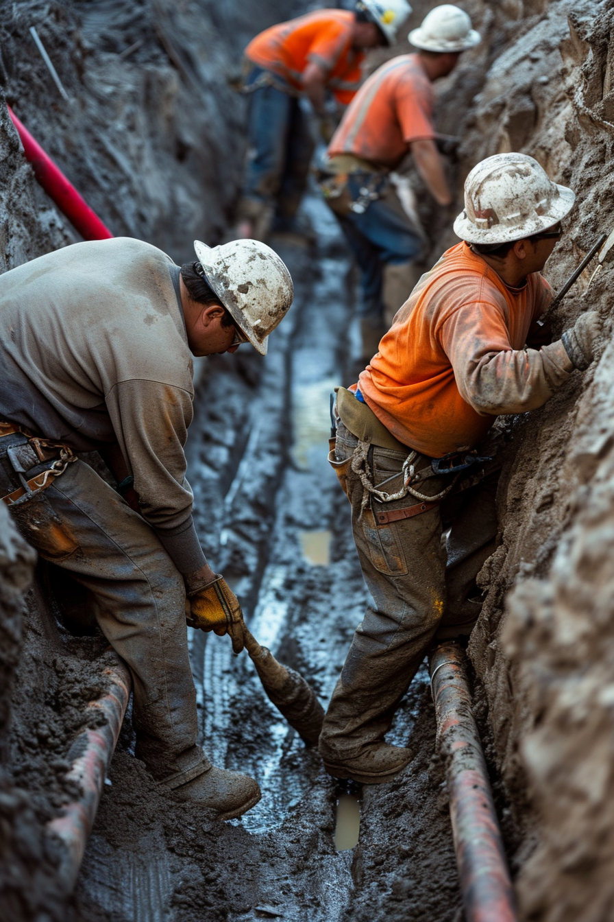 Construction workers in a mouth