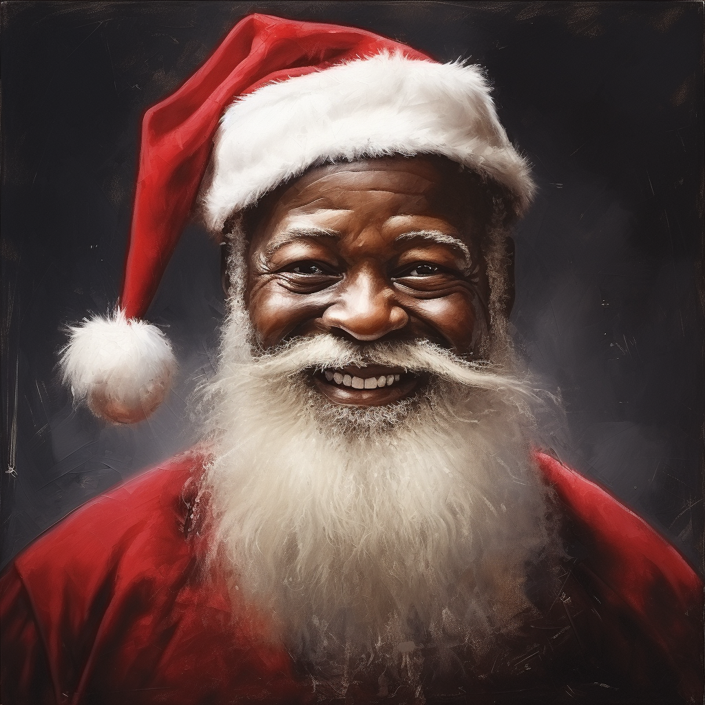 Happy African American Santa Claus with hat