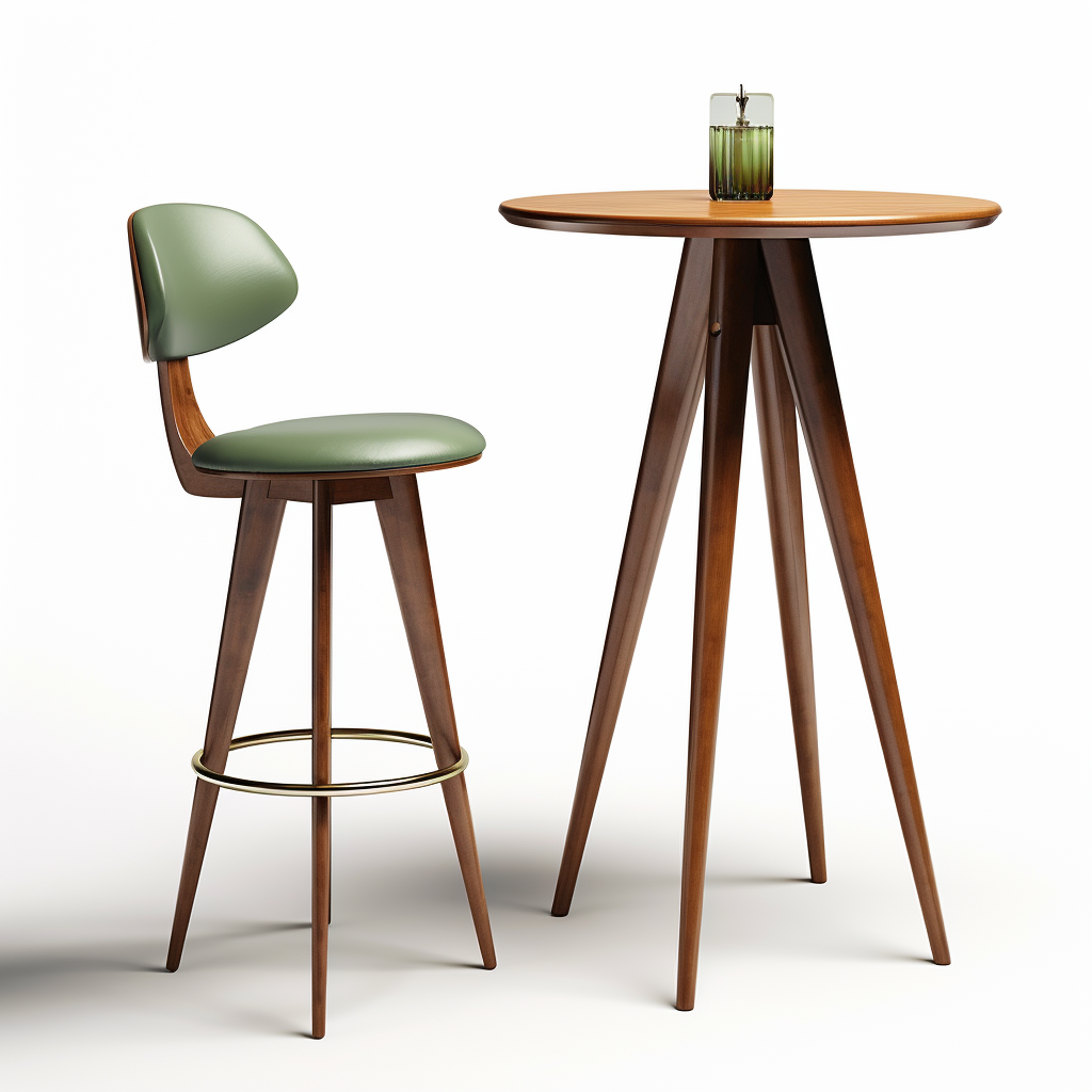 Modern green bar chair and wooden plane table