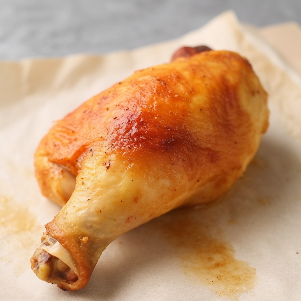 Succulent cooked chicken leg