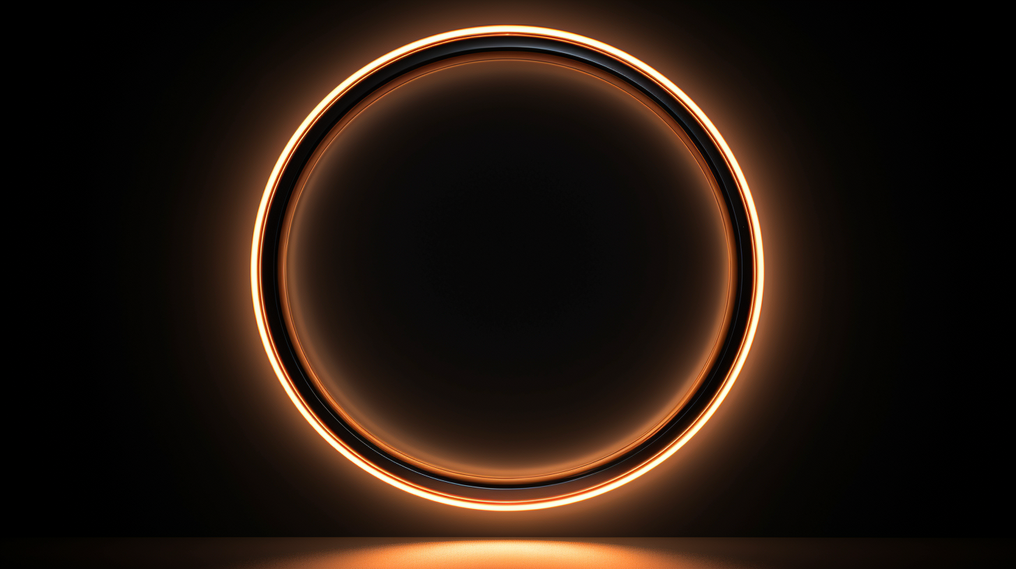 Copper Neon Circle on Black Background