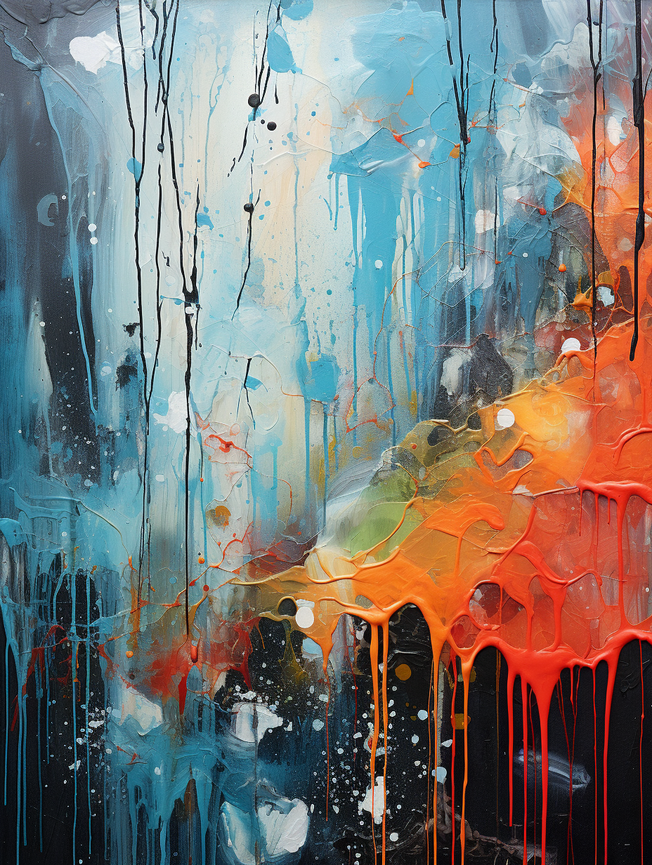 Abstract painting with paint drips