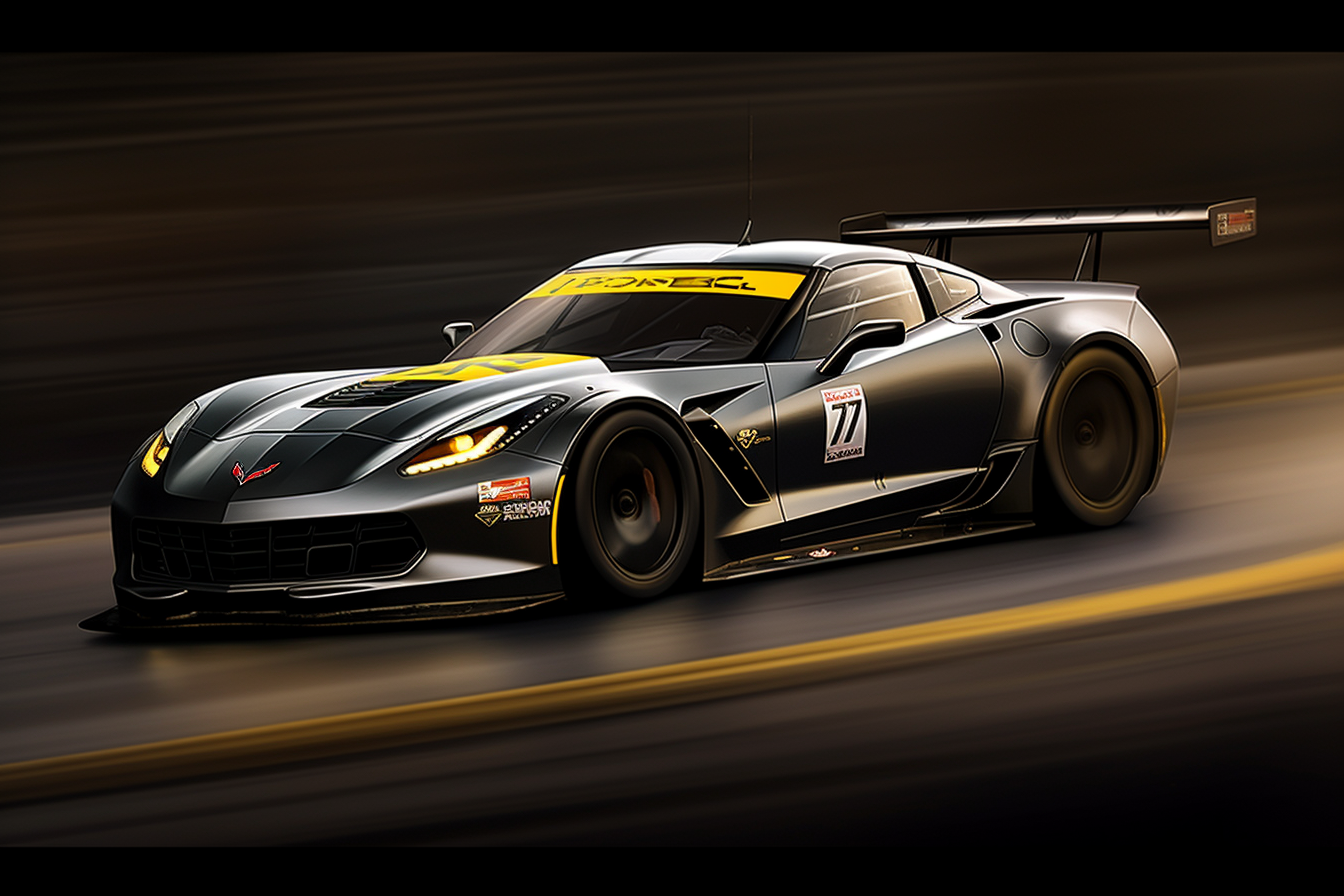 Corvette C7 racing with Number 22