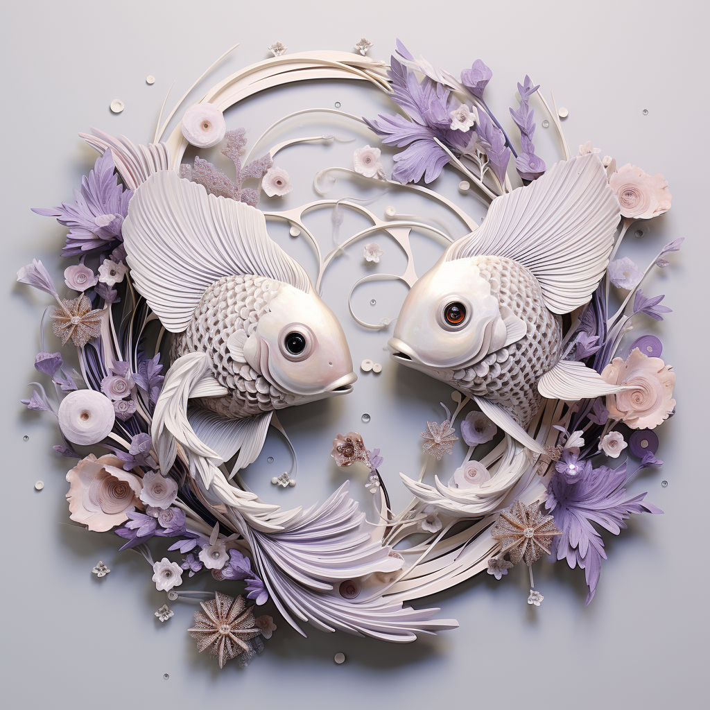 cosmic fish Pisces in grey