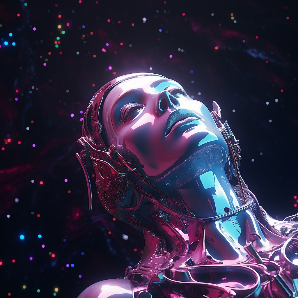 Detailed Hyperrealistic Cosmic Body in Retro 80s Colors