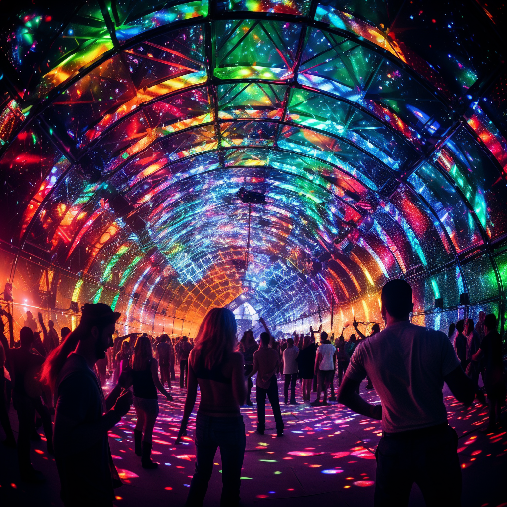 Vibrant cosmic rave music event