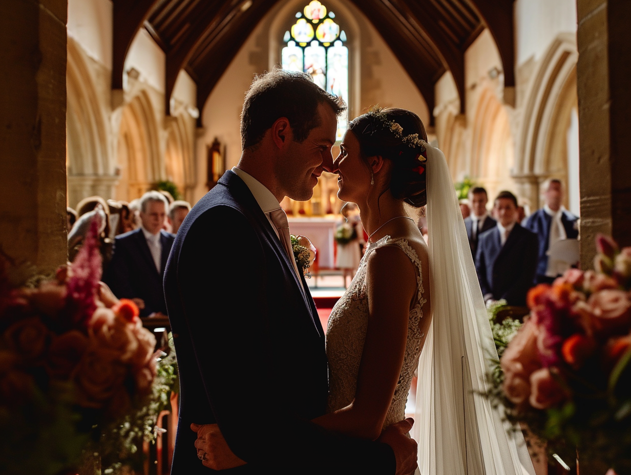 Couple Exchanging Wedding Vows in Church