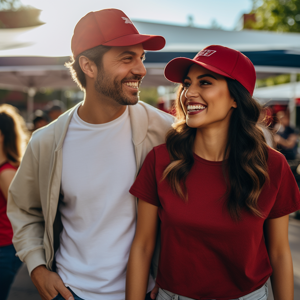 Couple fans having a blast while tailgating