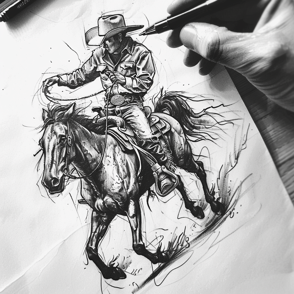 Simple Cowboy Bucking Horse Tattoo