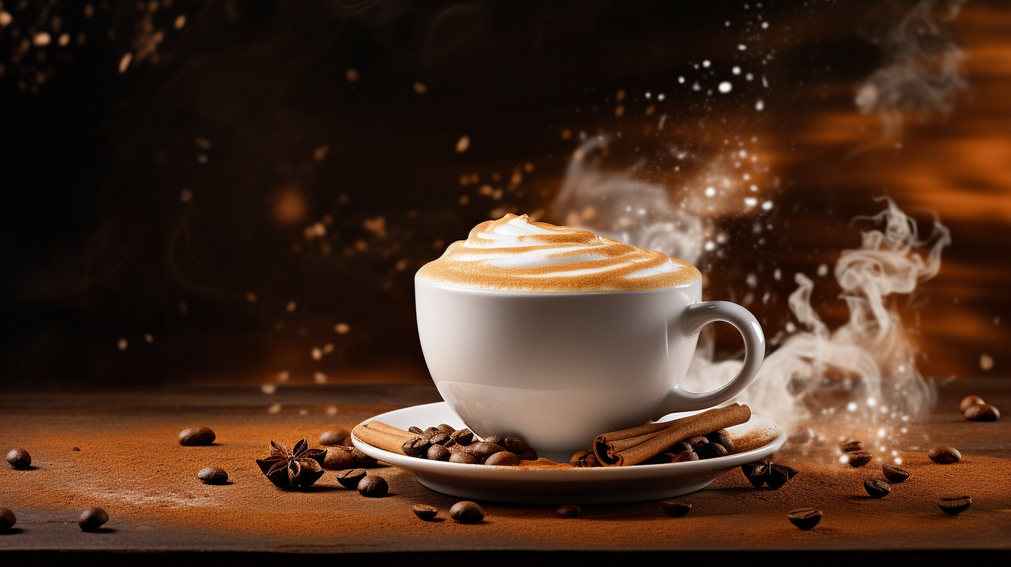 Creamy Cappuccino on Brown Streaked Background