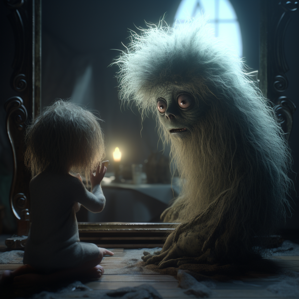 Creature Looking in Mirror CG Animated