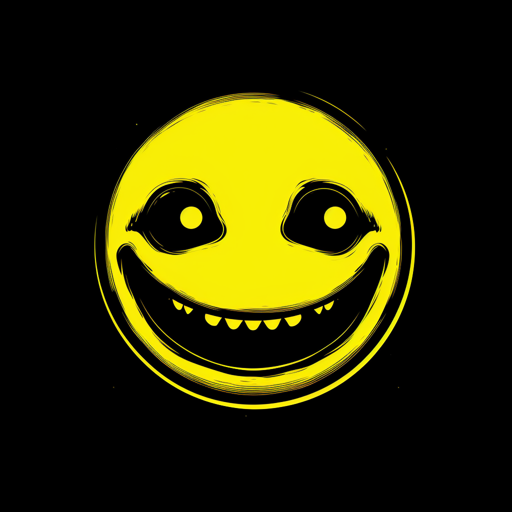 Creepy logo with smiley face and 3 eyes