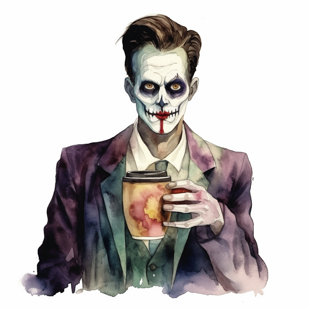 Creepy man with coffee cup