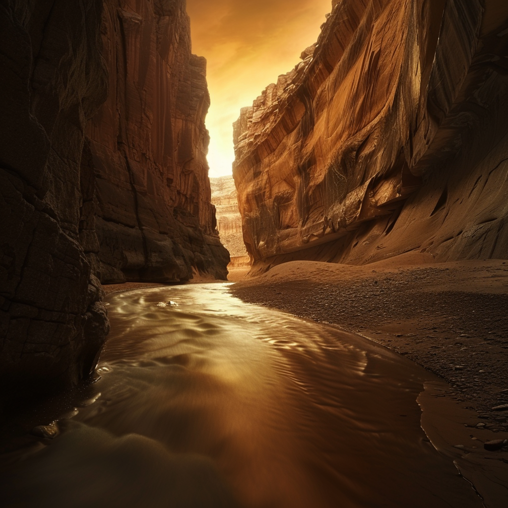 Majestic Crimson Canyon River Scene