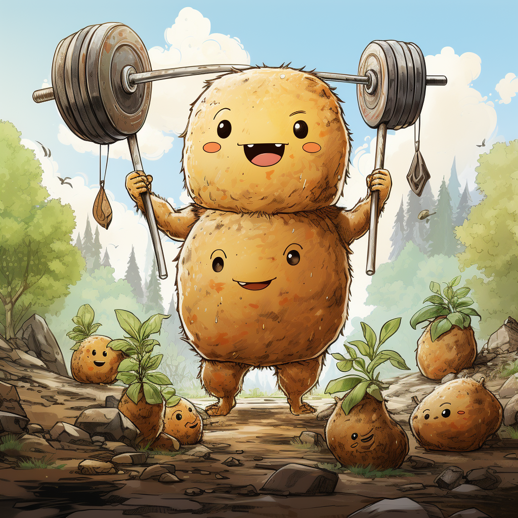 CrossFit Potato Picking Up Barbell Manga Japanese Style