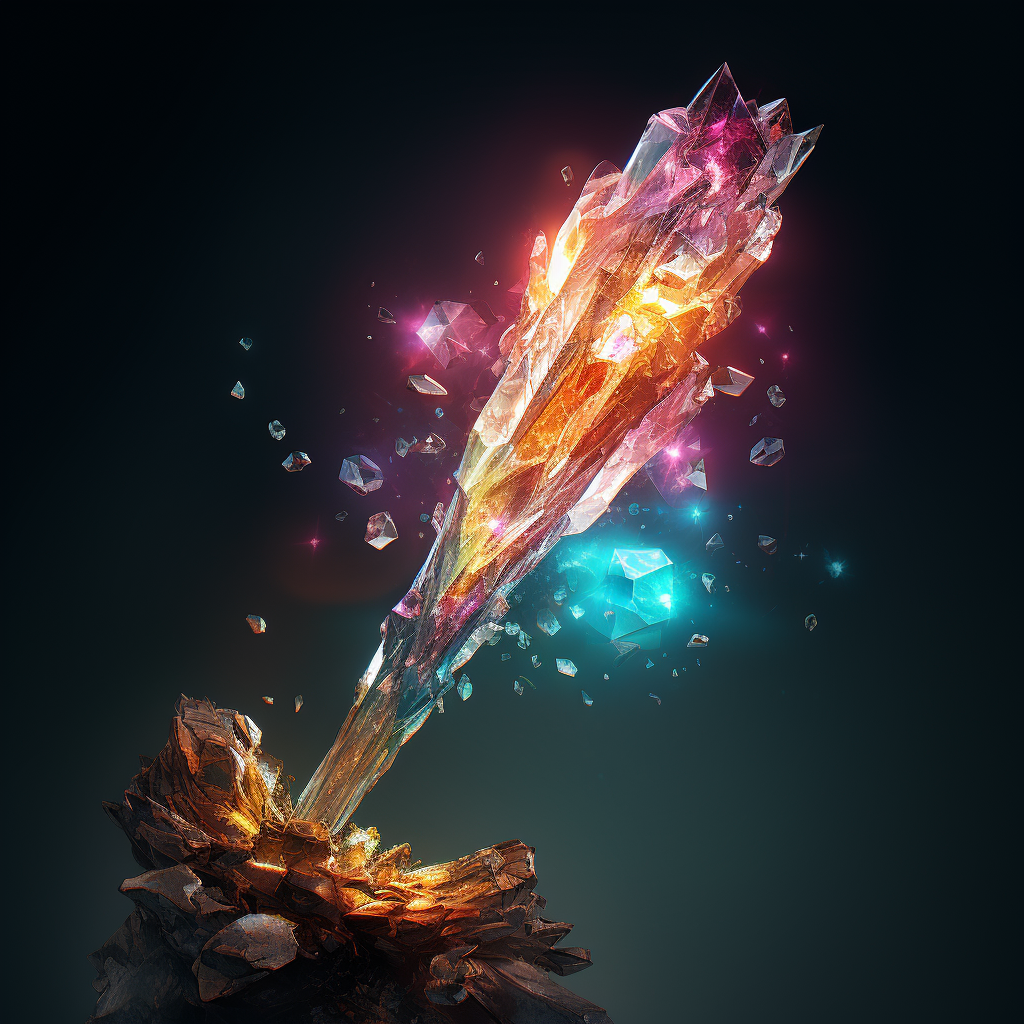 Shattered crystal staff in pieces