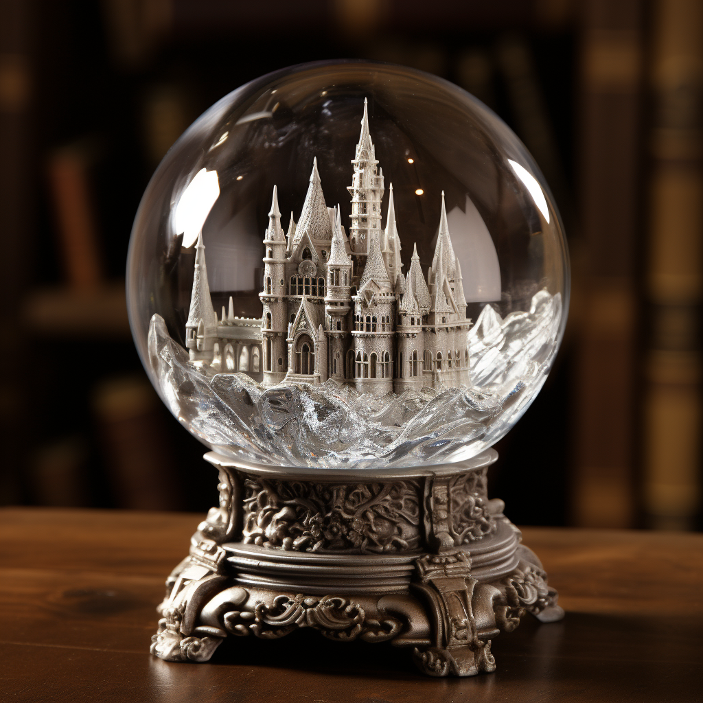 Detailed crystal orb with fantasy kingdom