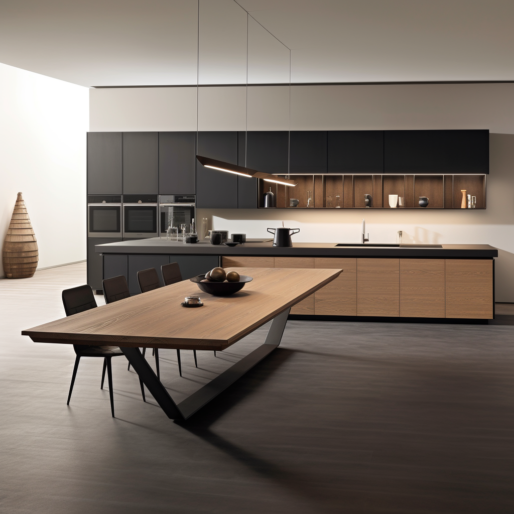 Modern minimal kitchen with bench and table