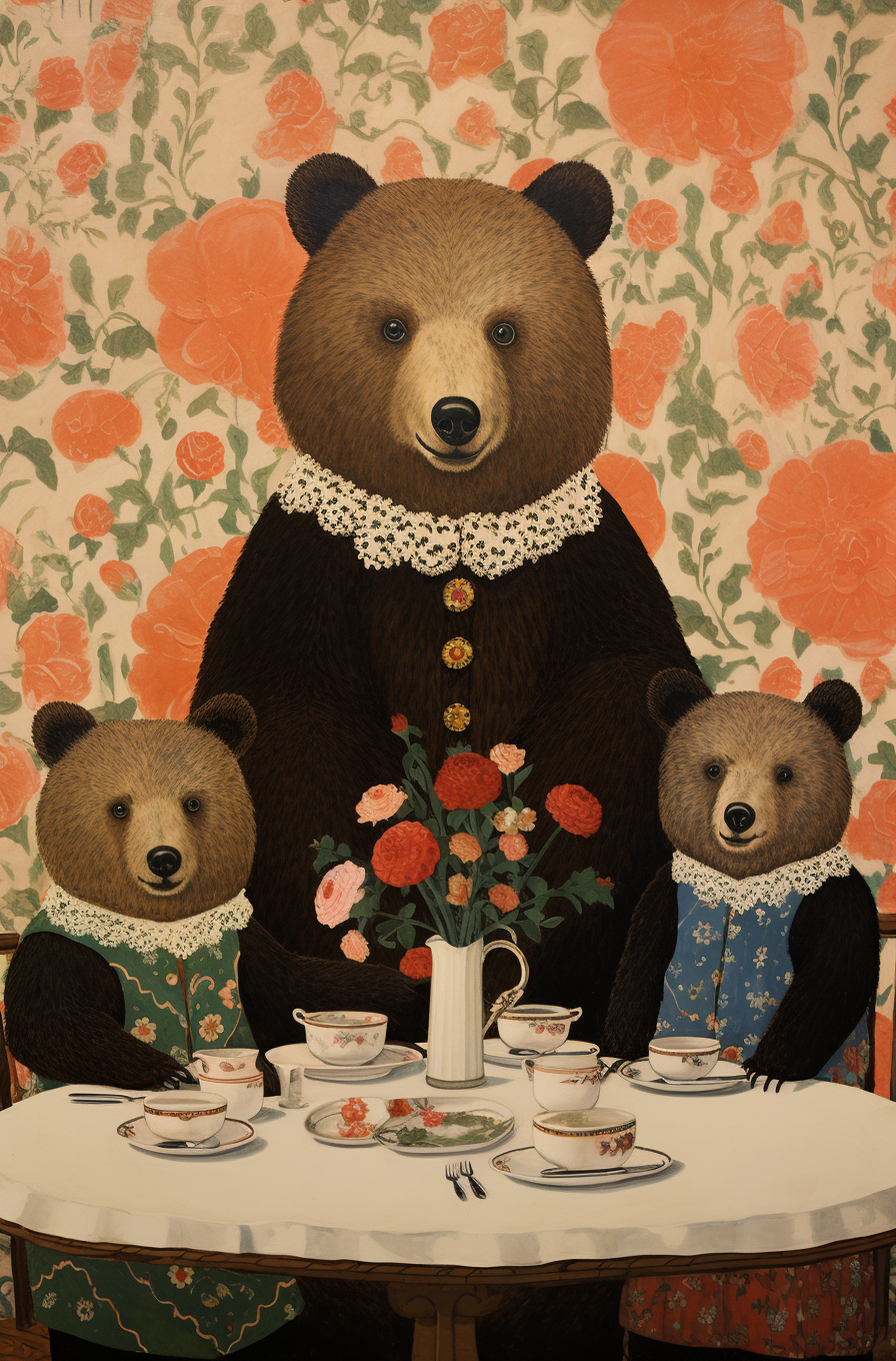 Adorable bear family art prints