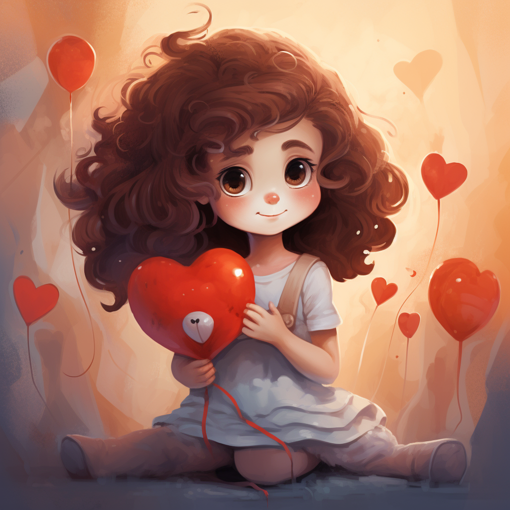 Cute cartoon character with love and kindness