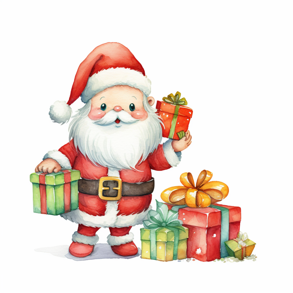 Cartoon Santa Showing Toys