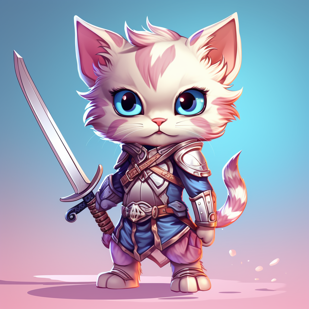 Cute chibi cat warrior RPG