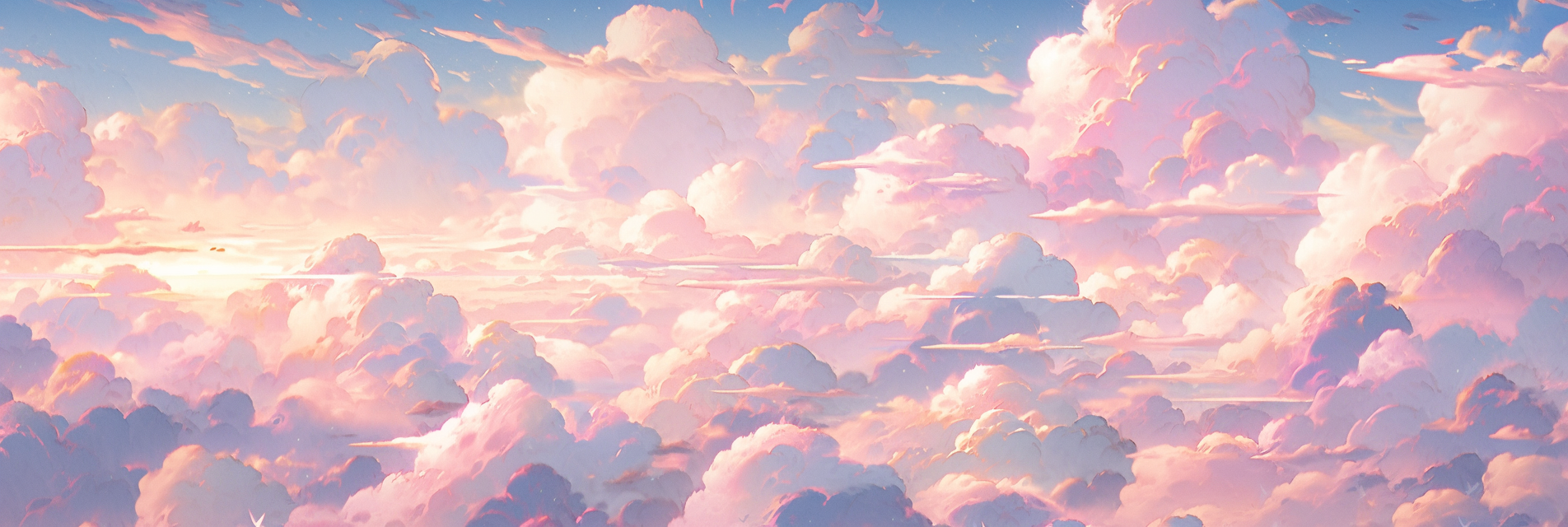 Cute cloud landscape in angelic pink colors