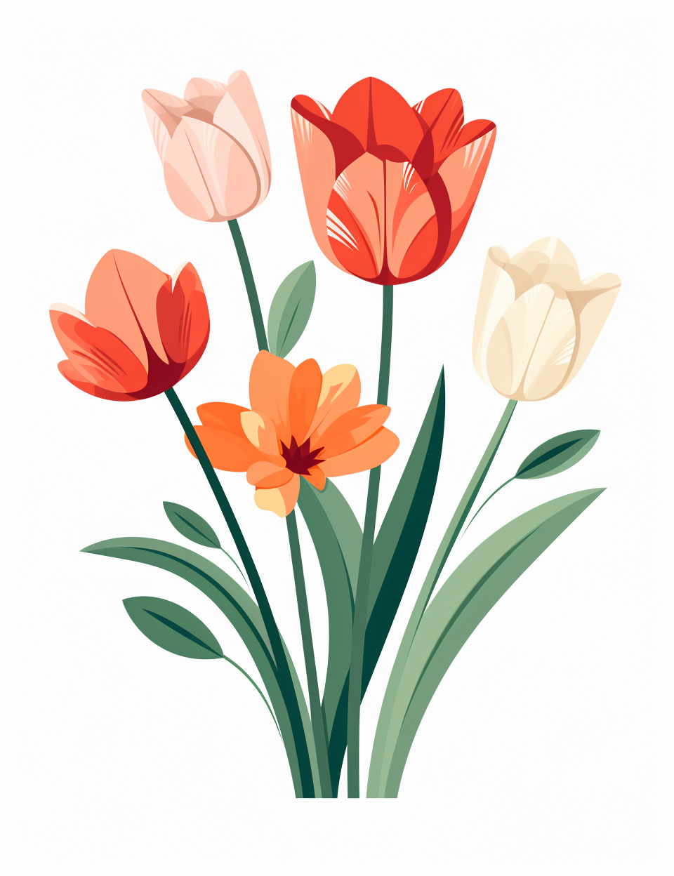 Cute and colorful tulip flowers vector