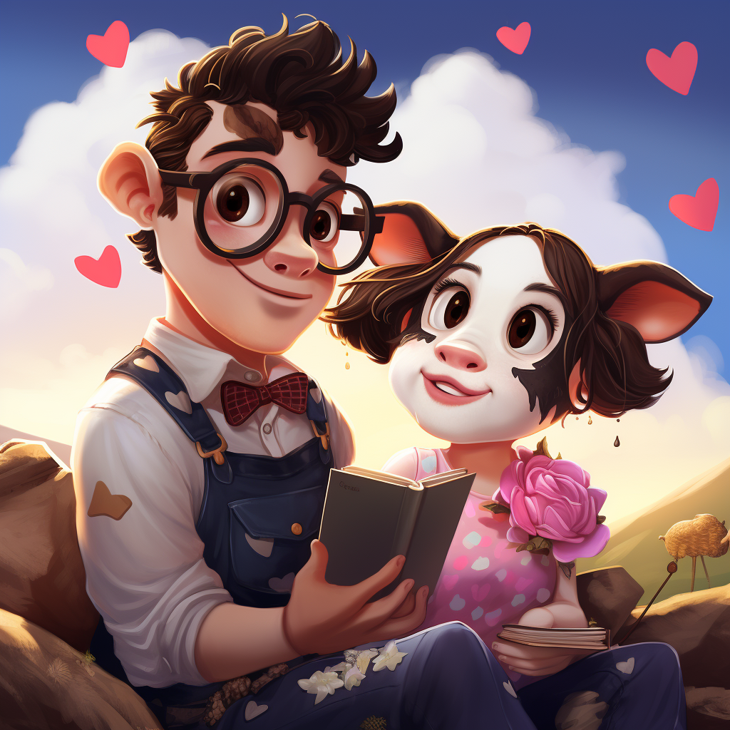 Cute Cartoon Cows Comedy Romance Cover