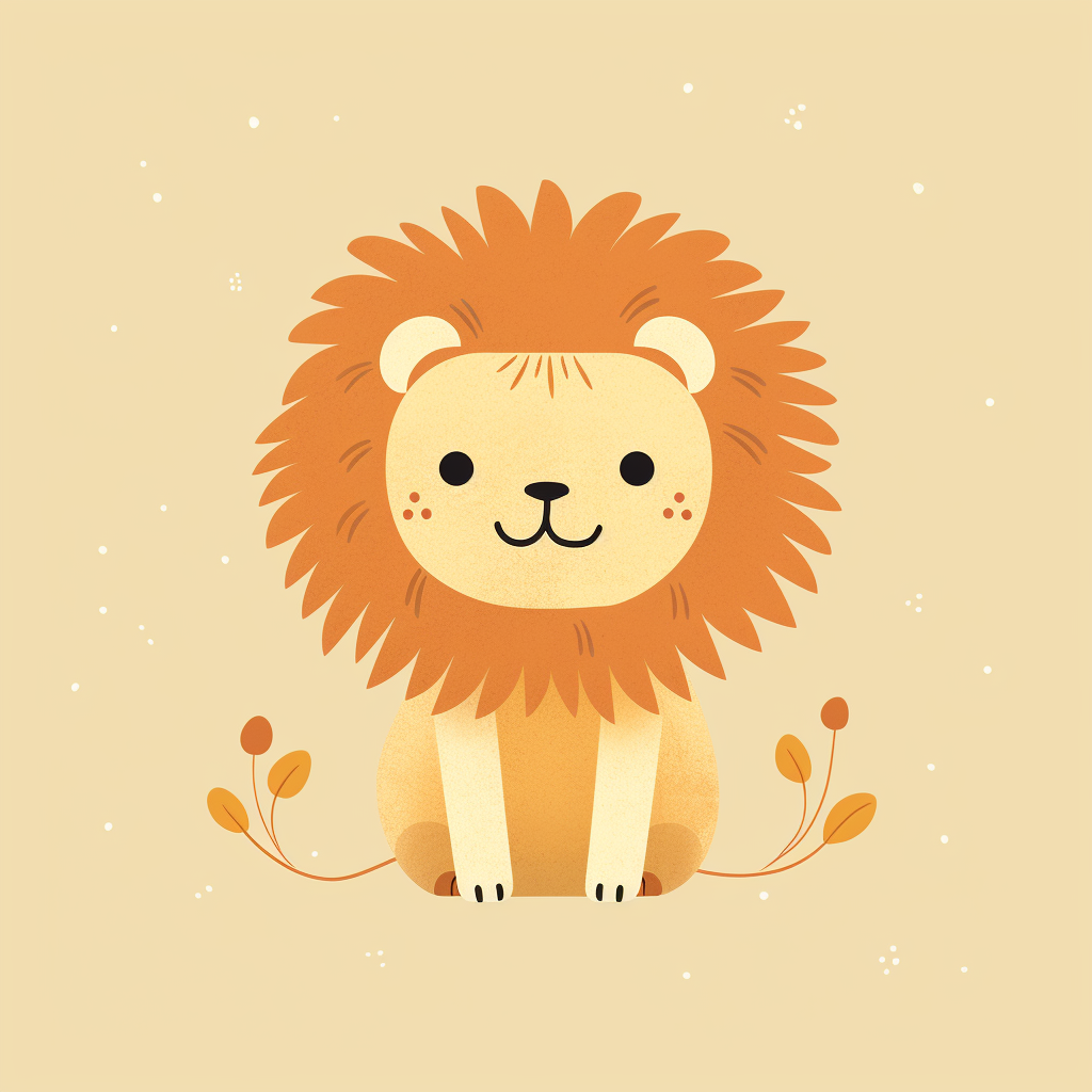 Cute female lion illustration in children's book style