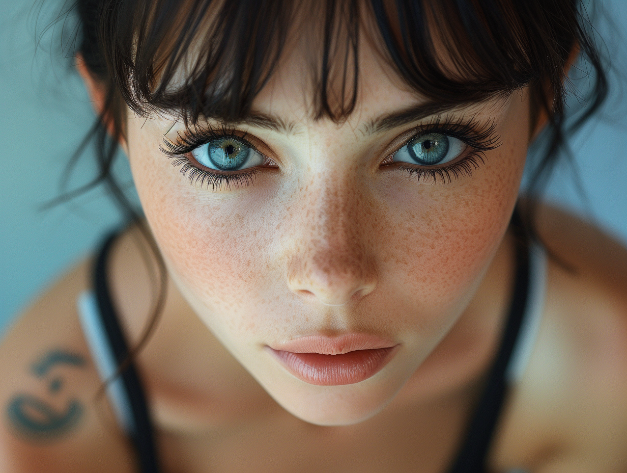 Young girl with brown eyes and thick eyeliner