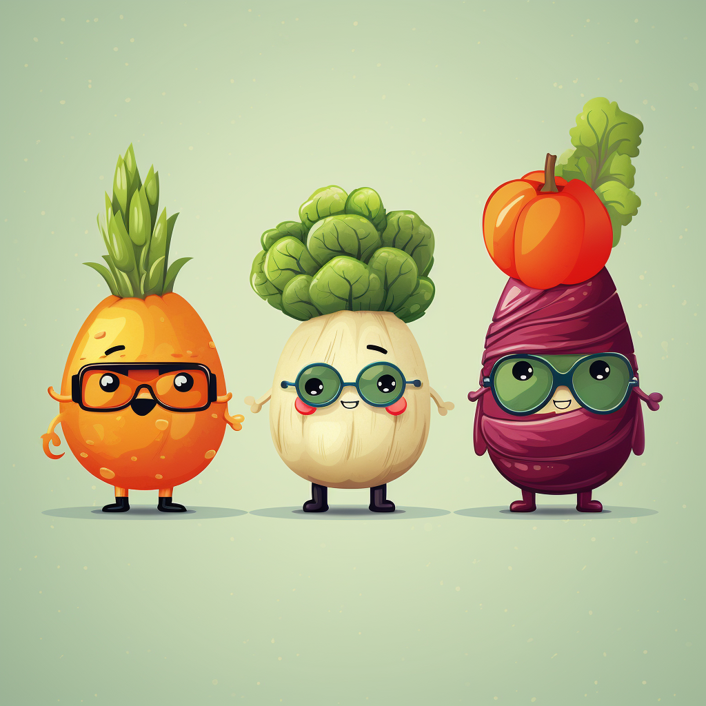 Adorable Hipster Veggies and Fruit