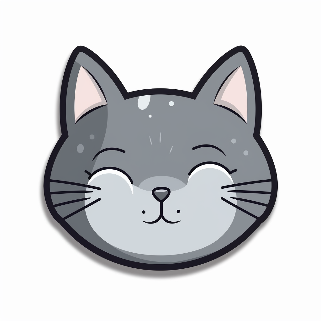 Grey Kawaii Cat Sticker Design