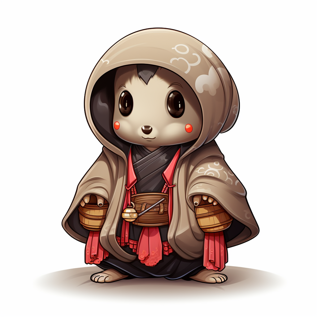 Sprite of cute mole character in oriental clothes