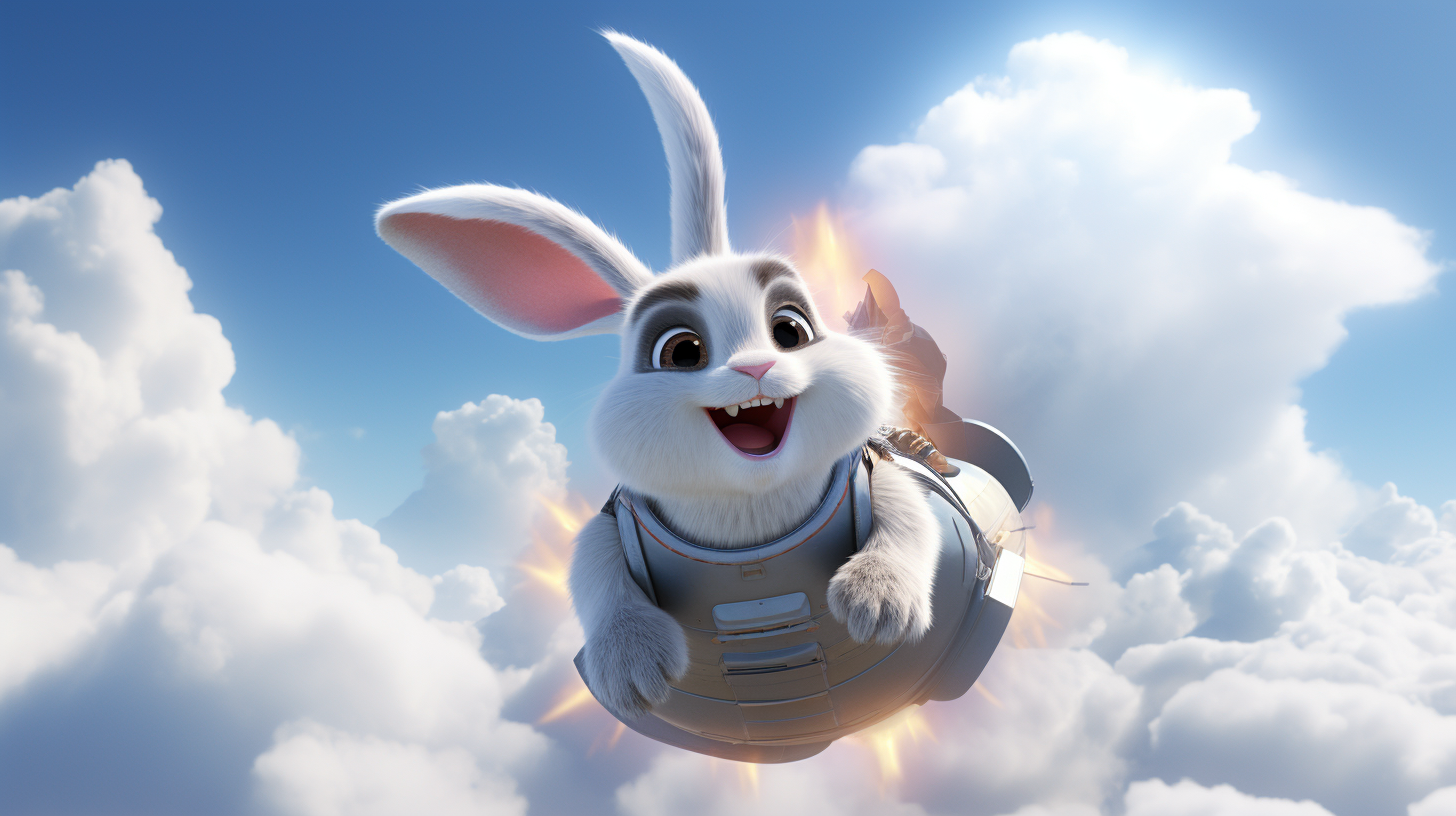 Cute rabbit riding a remarkable rocket