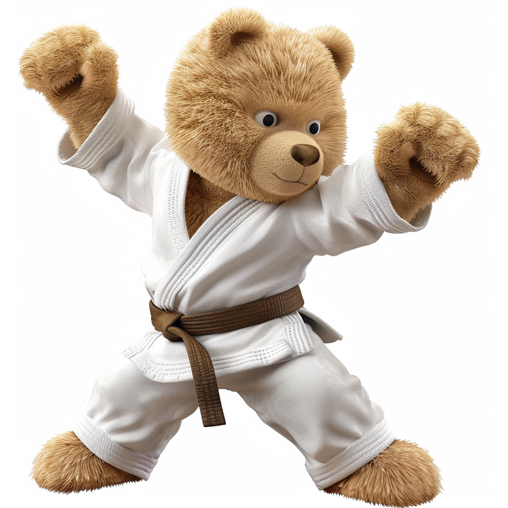 Cute Teddy Bear Karate Pose