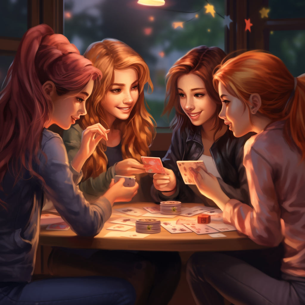 Teen Girls Playing Card Game