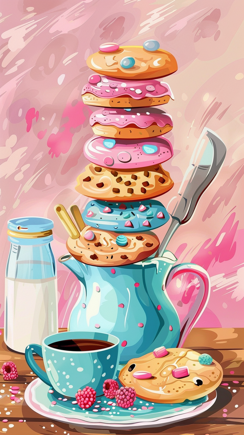 Colorful Bakers Tools Stack Illustration