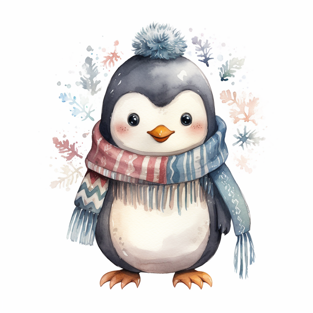 Cute penguin in cozy winter sweater