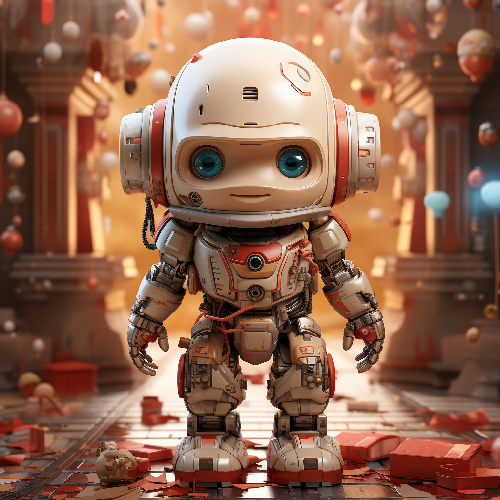 Adorable cute robot celebrating New Year 2024