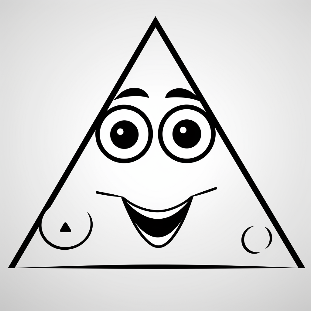 Simple Coloring Book Page of a Smiling Triangle