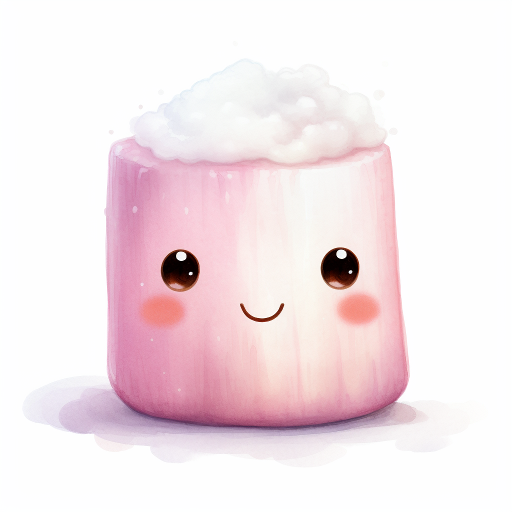 Cute marshmallow in watercolor painting