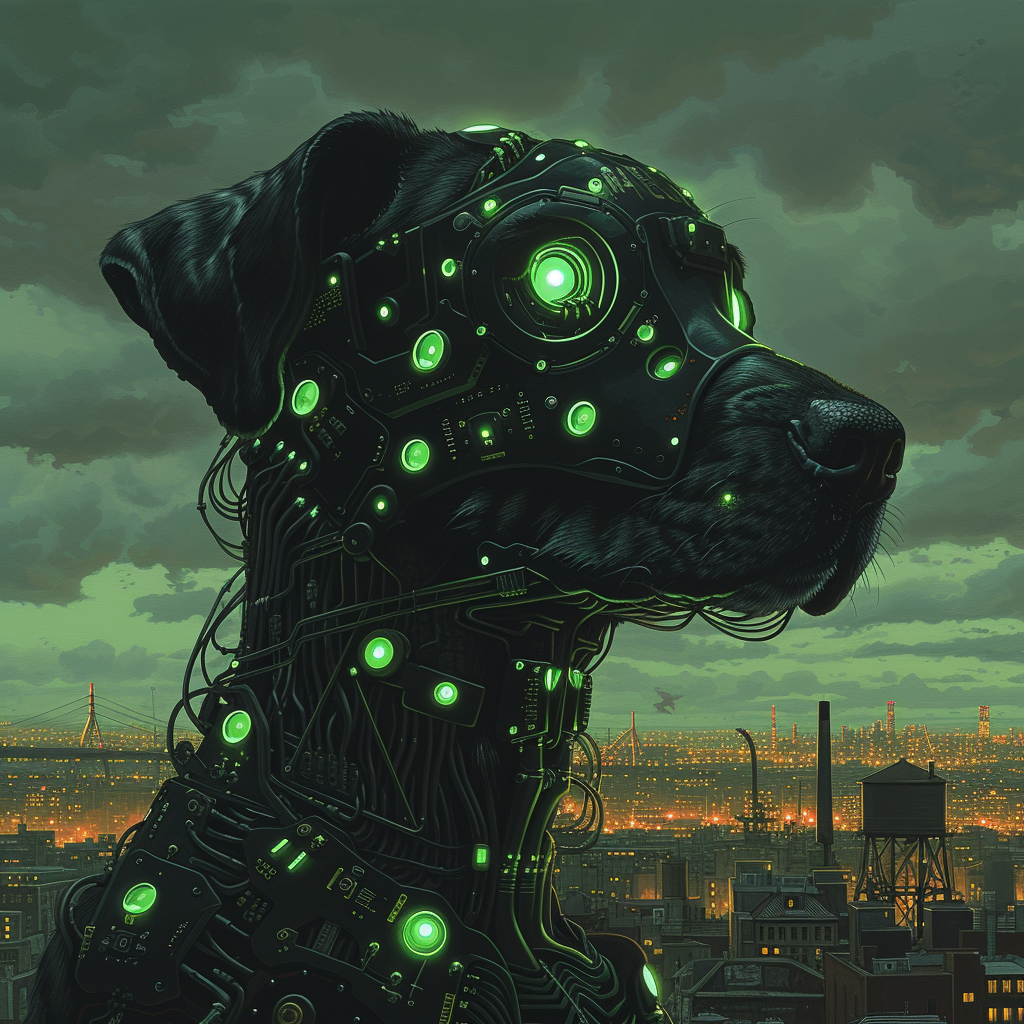 Cybernetic Dog with Alex Gross in Black and Green Wiring