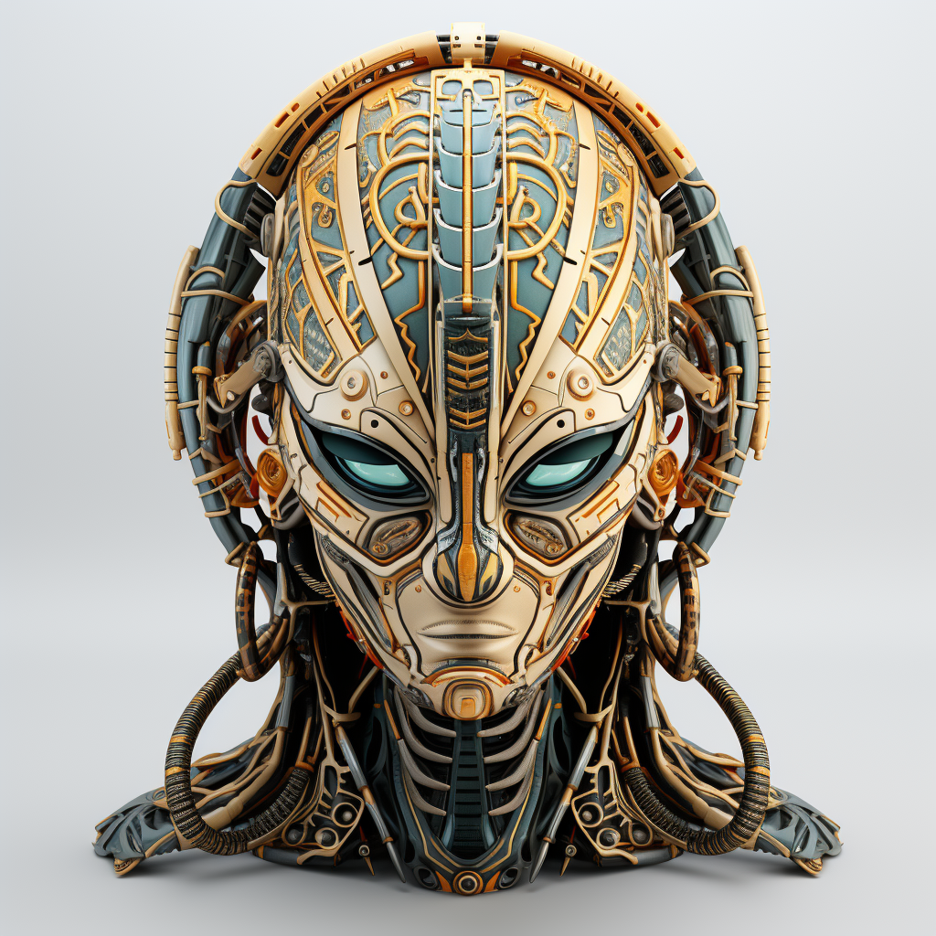 Cyberpunk Ancient Alien Civilization Statue