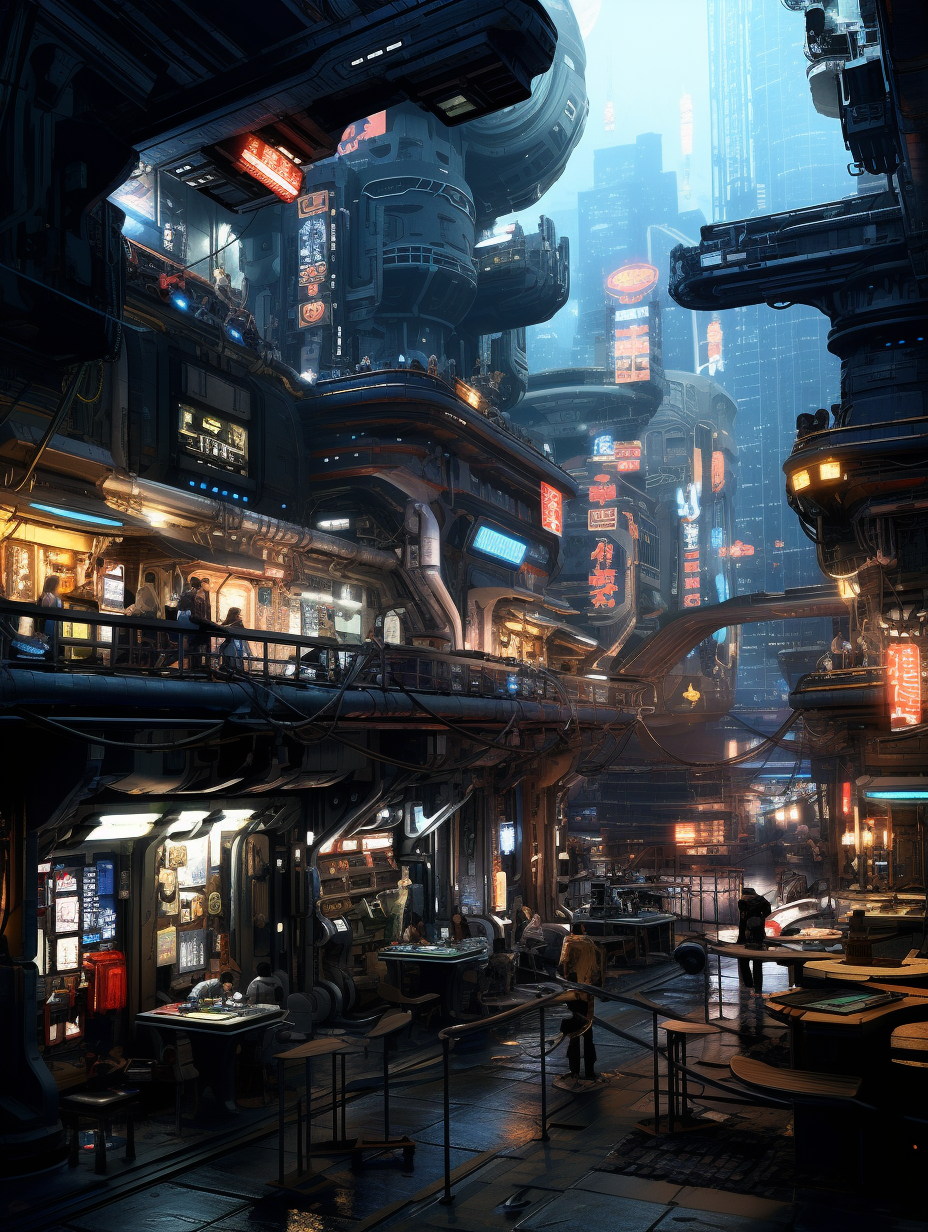 High-quality cyberpunk building design