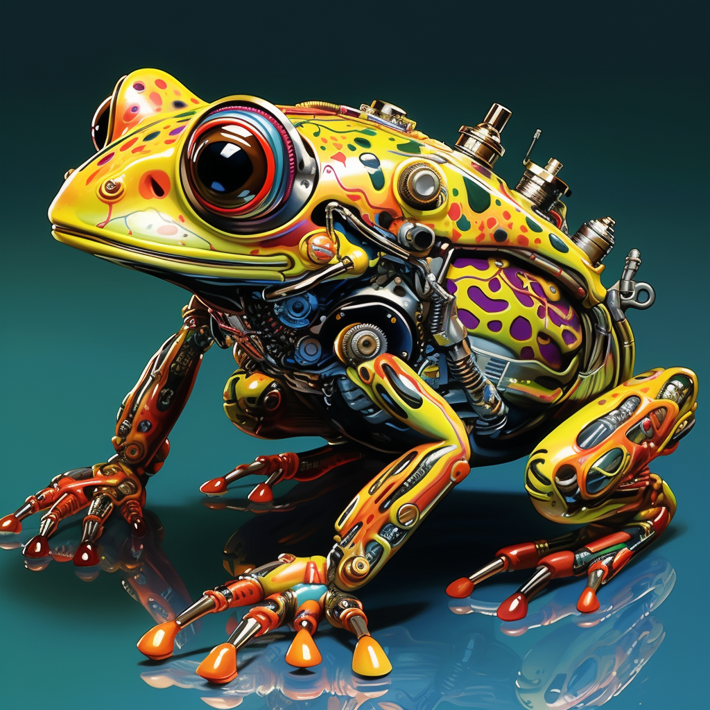 Cyborg Frog with Don Ed Hardy Art