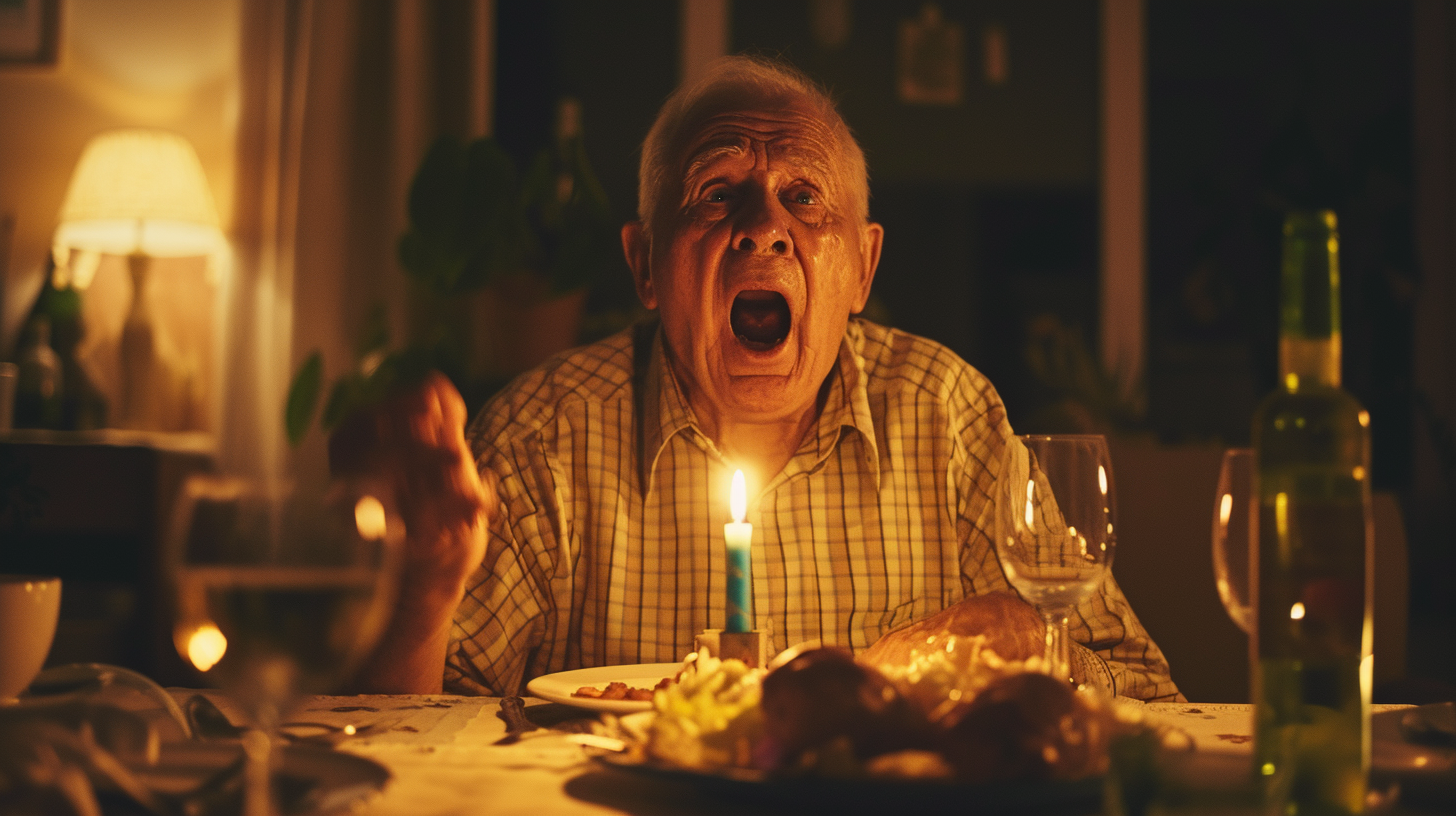 Dad singing at dinner table