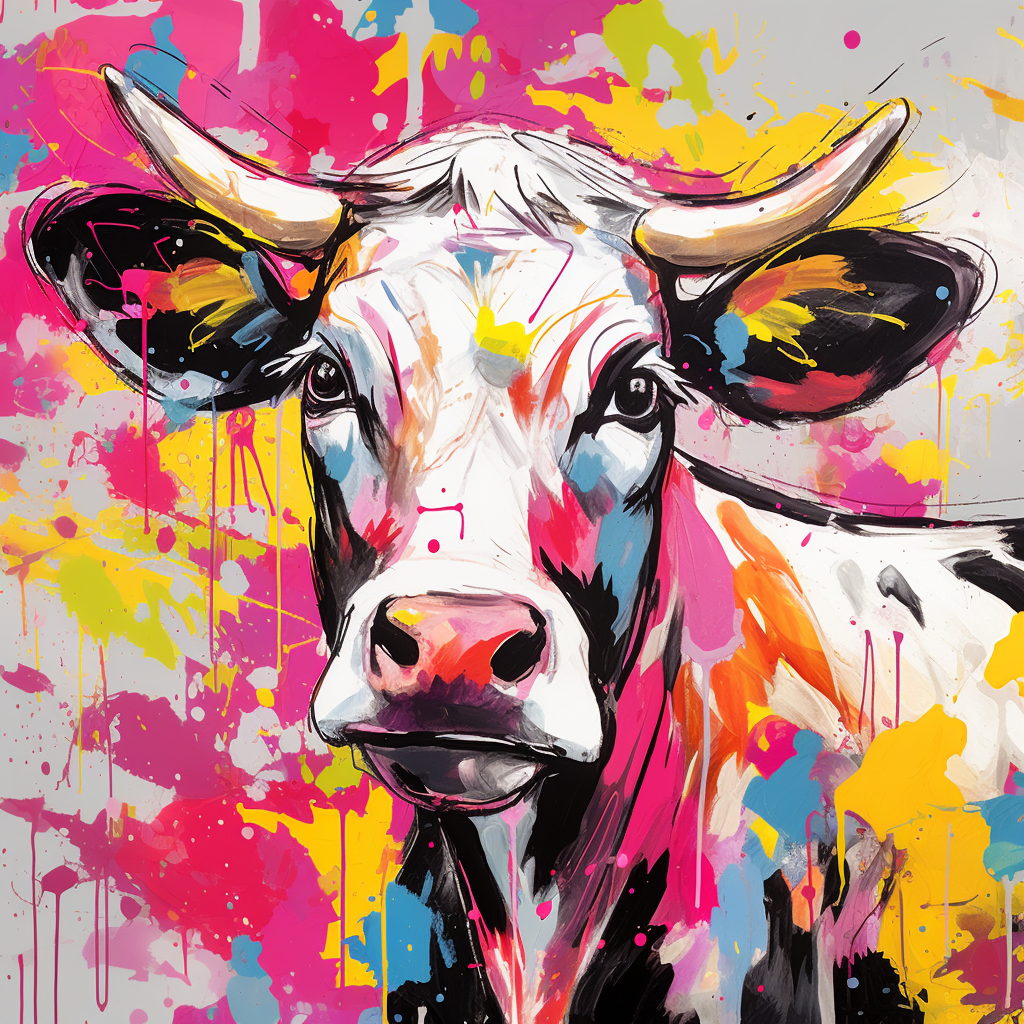 Colorful dairy cow in pink lady style