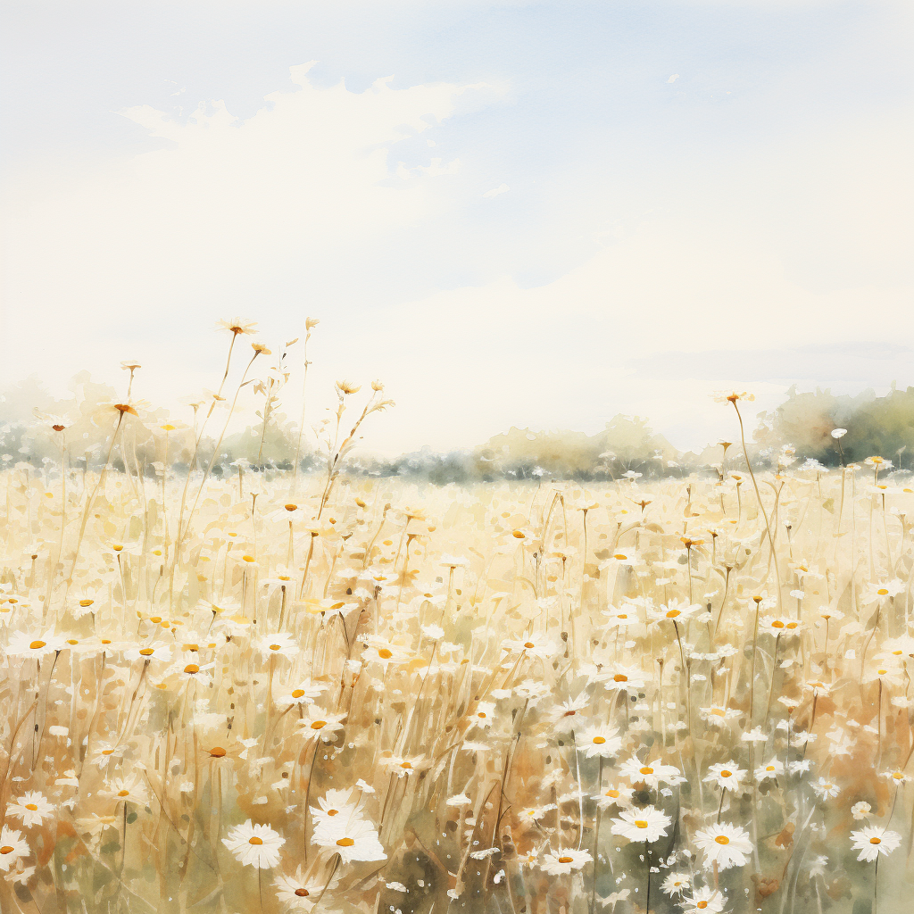 Daisy field in soft sunshine